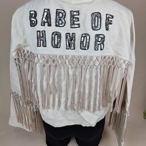 Babe of Honor Fringe Jacket - Cream